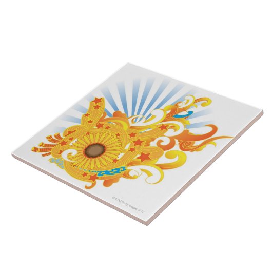 Sonnenblume-Entwurf Fliese (Seite)