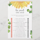 Sonnenblume Er sagte, sie sagte Brautparty (Vorderseite)