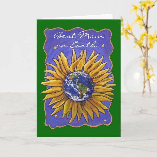 Sonnenblume Erde Beste Mama der Erde Karte (Gelbe Blume)