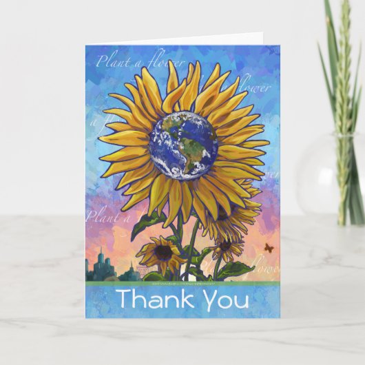 Sonnenblume Erde Danke Karte (Vorderseite)