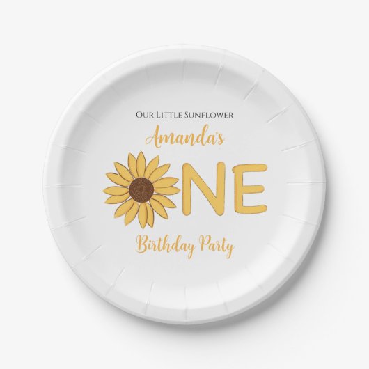 Sonnenblume Erster Geburtstag Pappteller (Vorderseite)
