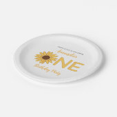 Sonnenblume Erster Geburtstag Pappteller (Schrägansicht)