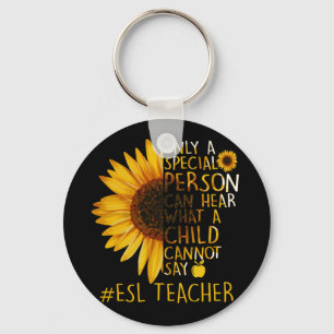 Sonnenblume ESL Lehrer Sonderperson kann hören Schlüsselanhänger