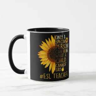 Sonnenblume ESL Lehrer Sonderperson kann hören Tasse