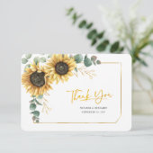 Sonnenblume Eukalyptpus Grüne Hochzeit Dankeskarte (Stehend Vorderseite)