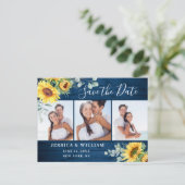 Sonnenblume Eukalyptus 3 FOTO Hochzeitssache Datum Postkarte (Stehend Vorderseite)