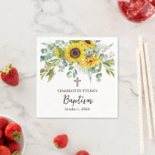 Sonnenblume & Eukalyptus Boho Kreuz Taufgeschenk Serviette (Beispiel)