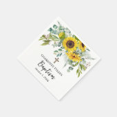 Sonnenblume & Eukalyptus Boho Kreuz Taufgeschenk Serviette (Ecke)
