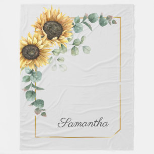 Sonnenblume Eukalyptus Botanische Blumen Schrift Fleecedecke