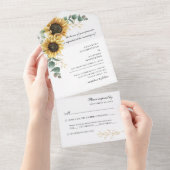 Sonnenblume Eukalyptus Botanische Hochzeit All In One Einladung (Abreißen)