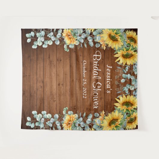 Sonnenblume Eukalyptus Brautparty Foto Hintergrund Wandteppich (Vorderseite (Horizontal))