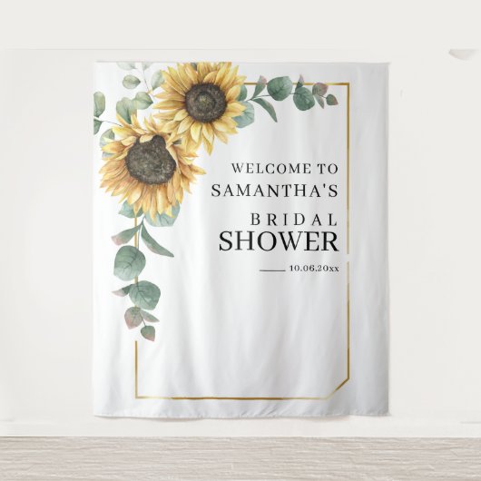 Sonnenblume Eukalyptus Brautparty Hintergrund Wandteppich (Vorderseite)