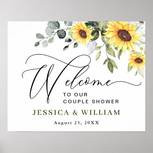 Sonnenblume Eukalyptus COUPLE SHOWER Begrüßungszei Poster (Vorne)