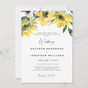 Sonnenblume Eukalyptus Elegante Hochzeit ohne Elte Einladung