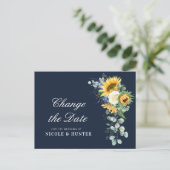 Sonnenblume Eukalyptus floral ändern das Datum Postkarte (Stehend Vorderseite)