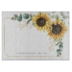 Sonnenblume Eukalyptus Floral Gold Geometrisch Schneidebrett