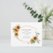Sonnenblume Eukalyptus Geometric Save the Date (Stehend Vorderseite)