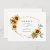 Sonnenblume Eukalyptus Geometric Save the Date (Vorne/Hinten)