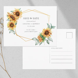 Sonnenblume Eukalyptus Geometric Save the Date Ankündigungspostkarte
