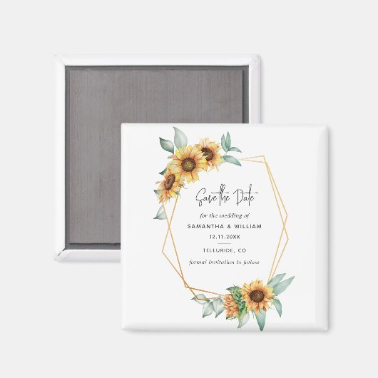 Sonnenblume Eukalyptus Geometric Save the Date Magnet (Vorderseite/Rückseite)