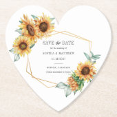 Sonnenblume Eukalyptus Geometric Save the Date Untersetzer (Vorderseite)