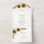 Sonnenblume Eukalyptus Geometric Wedding All In One Einladung (Innen Boden)