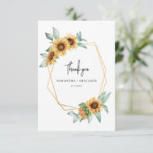 Sonnenblume Eukalyptus Geometric Wedding Dankeskarte (Stehend Vorderseite)