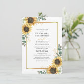 Sonnenblume Eukalyptus Geometric Wedding Einladung (Stehend Vorderseite)