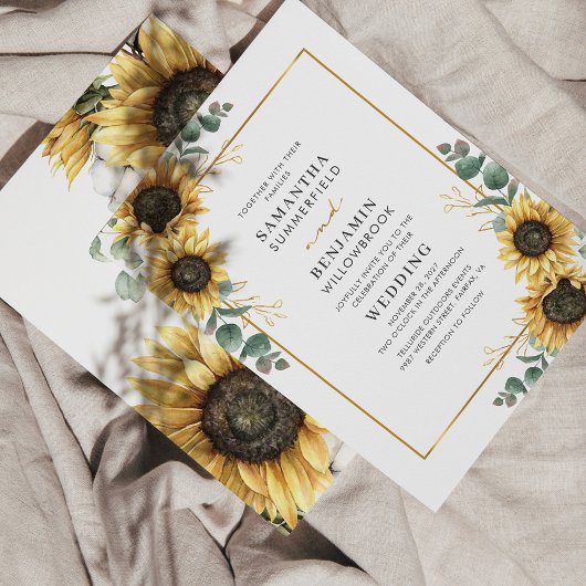 Sonnenblume Eukalyptus Geometric Wedding Einladung