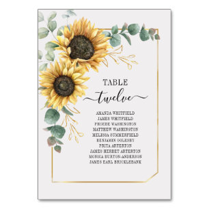 Sonnenblume Eukalyptus Gold Geometric Frame Weddin Tischnummer