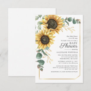 Sonnenblume Eukalyptus Greenery Baby Dusche Einladung