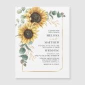 Sonnenblume Eukalyptus Greenery Geometric Wedding Magnetkarte (Vorderseite)