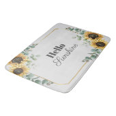 Sonnenblume Eukalyptus Greenery Geometrisches Skri Badematte (Schrägansicht)