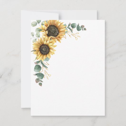 Sonnenblume Eukalyptus Greenery Script 50. Geburts Einladung (Rückseite)