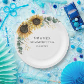 Sonnenblume Eukalyptus Grüne Hochzeit Pappteller (Party)