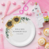 Sonnenblume Eukalyptus Grüne Hochzeit Pappteller (Party)