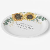 Sonnenblume Eukalyptus Grüne Hochzeit Pappteller (Schrägansicht)