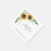 Sonnenblume Eukalyptus Grüne Hochzeitspapier Serviette (Ecke)