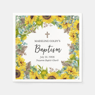 Sonnenblume Eukalyptus Palme Boho Quadrat Taufe Serviette