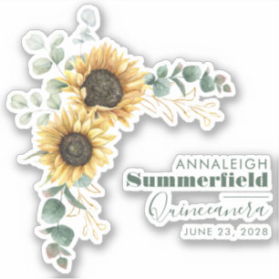 Sonnenblume Eukalyptus Quinceanera 15. Geburtstag Aufkleber