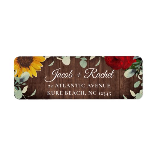 Sonnenblume Eukalyptus Rote Rose Wood Wedding Addr (Vorne)