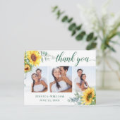 Sonnenblume Eukalyptus Rustic Vielen Dank 3 FOTO Postkarte (Stehend Vorderseite)