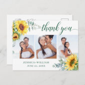 Sonnenblume Eukalyptus Rustic Vielen Dank 3 FOTO Postkarte (Vorne/Hinten)