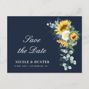 Sonnenblume Eukalyptus Save-the-Date Postkarte