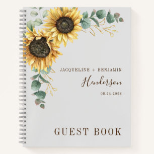 Sonnenblume Eukalyptus Wedding Gästebuch Notizblock