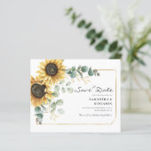 Sonnenblume Eukalyptus Wedding Save the Date (Stehend Vorderseite)
