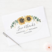 Sonnenblume Eukalyptus Wedding Vielen Dank Ovaler Aufkleber (Umschlag)