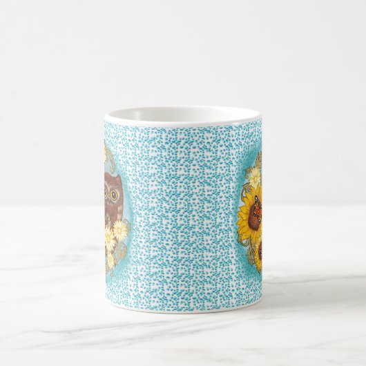 Sonnenblume Eule-Tasse Kaffeetasse (Mittel)