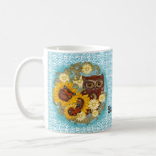 Sonnenblume Eule-Tasse Kaffeetasse (Links)