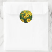 Sonnenblume-Feld-Gelb-Blumen Runder Aufkleber (Tasche)
